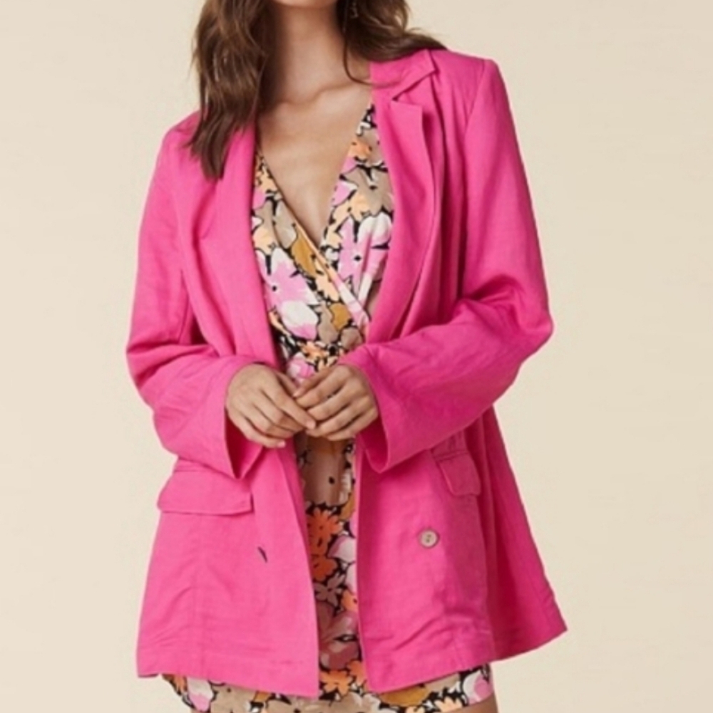 NWT Spell And The Gypsy Vacation Blazer In Hibiscus Linen Blend